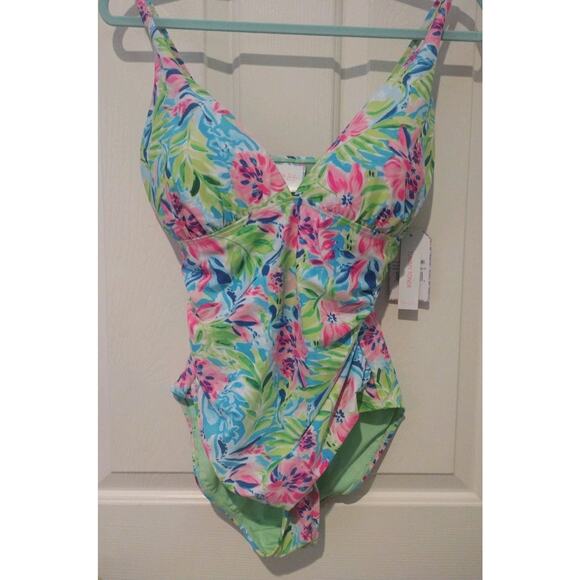 Stella Parker Floral One-Piece Swimsuit Ruching~ Tummy Control~Large NEW! - Picture 1 of 7